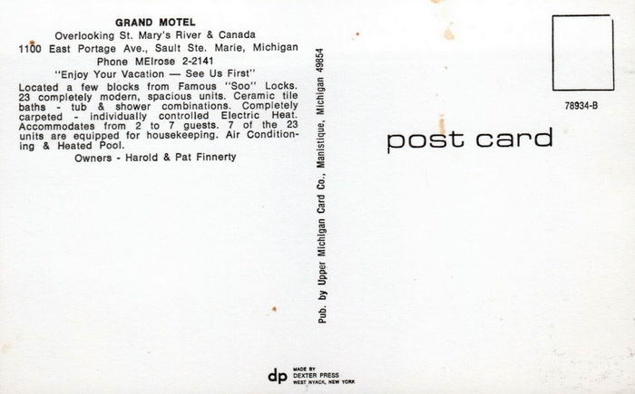 Grand Motel - Old Postcard Photo